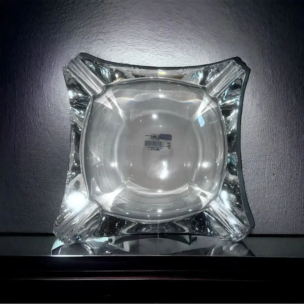 Deluxe Clear Glass Ashtray l Square 4x4 l NIB